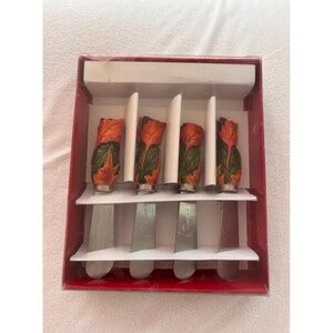 Spreadables Candace Series Floral Design Set of 4 Decorative Gourmet Spreaders